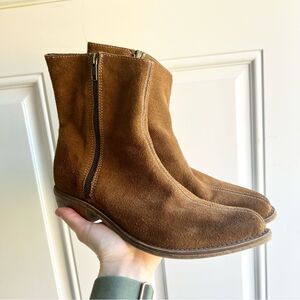 Sundance Suede Double Zipper Ankle Boots in Brown